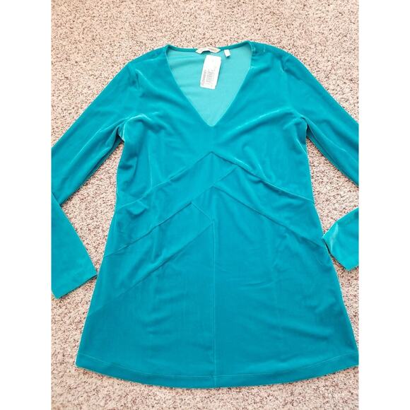 Soft Surrounding Women's XS Jade Green Velvet Velour VNeck Top Pullover Tunic - Picture 3 of 8